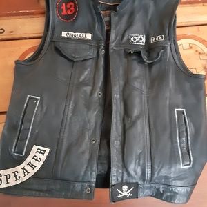 Mc leather large motorcycle vest
